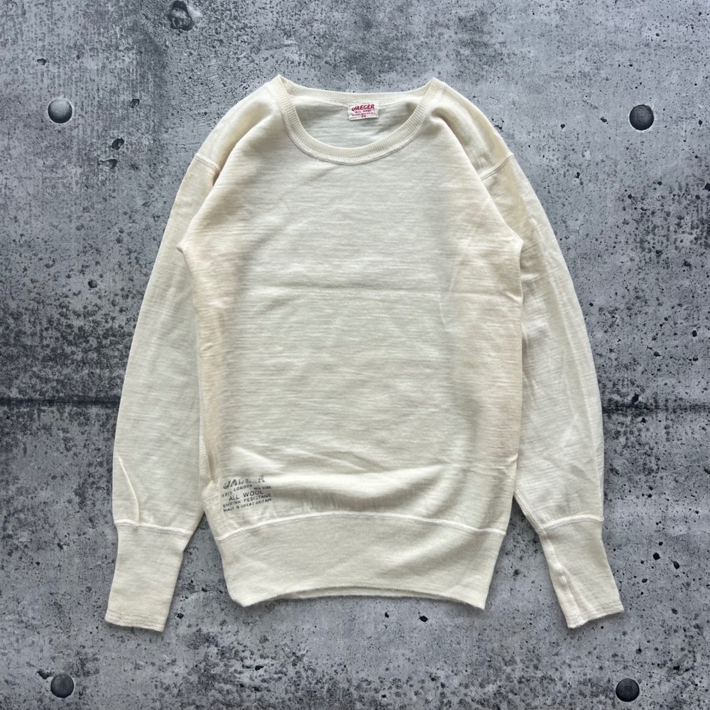 Vintage Jaeger Shirt Mens XS Cream Wool Thermal Base Layer Outdoors Hike 50s